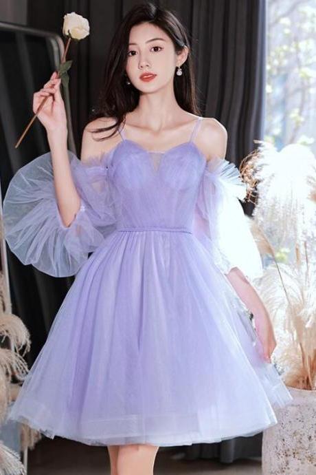 Lavender Tulle Short Prom Party Dress Graduation Dress Light Purple Formal Dresses Sa1330