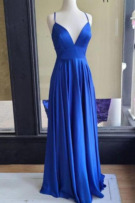 Custom Blue Long Straps Party Dress Prom Dress Blue Evening Dress Formal Dress Sa1368