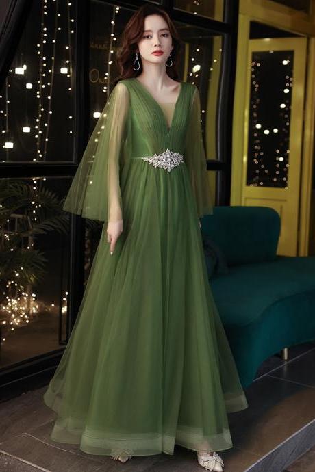 Green Tulle Long Evening Dress Floor Length Formal Dress Green Prom Dresses Sa1379