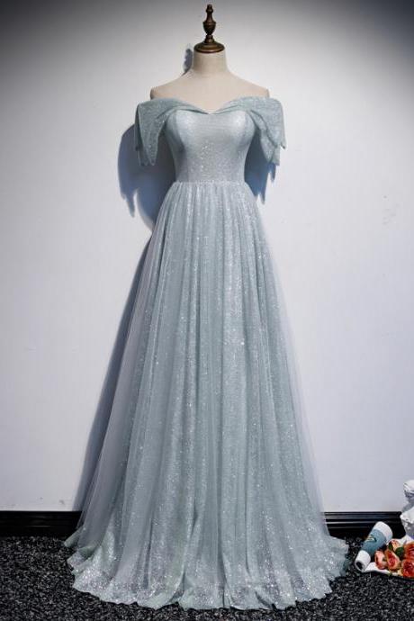 Mint Blue Shiny Tulle Sweetheart Long Wedding Party Prom Dress Tulle Formal Dresses Sa1409