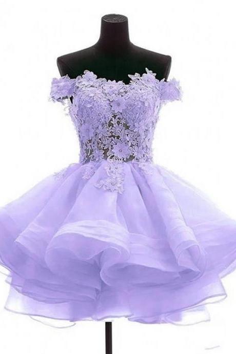 Light Purple Off Shoulder Homecoming Dress Party Dress Prom Dress Lavender Sweetheart Formal Dresses Sa1475
