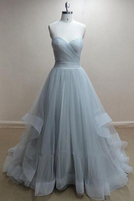 A-line Sweetheart Organza Long Prom Dresses Formal Dress Sa1558