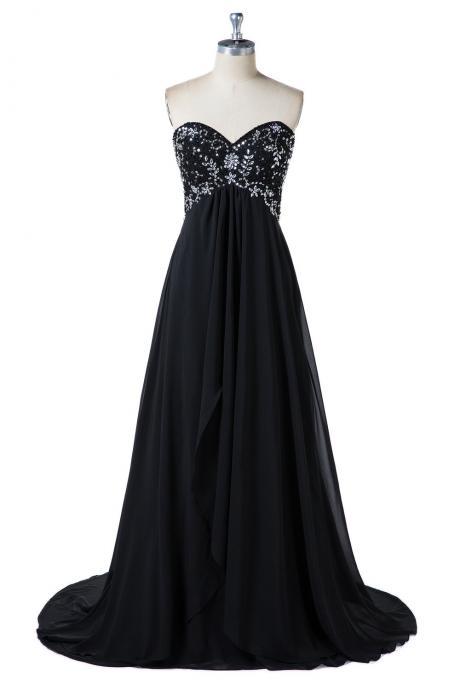 Black Sweetheart Strapless Beading Formal Dresses Prom Dress Evening Dress Sa1559