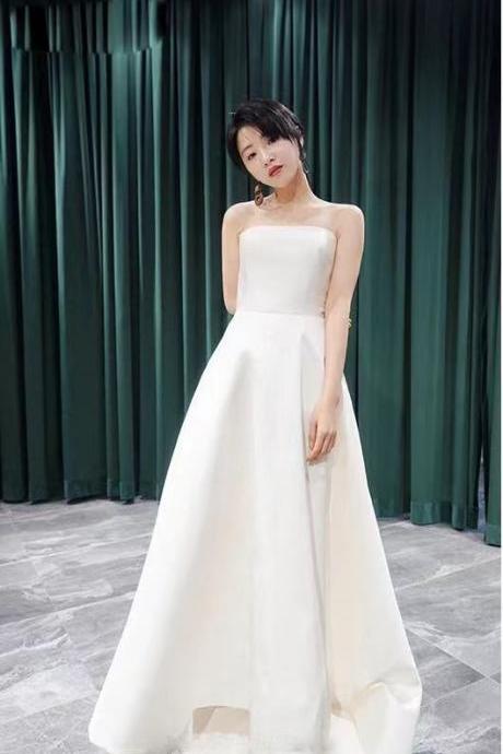 Strapless Bridal Dress White Formal Dress,sexy Bridal Dress,custom Made Sa1575