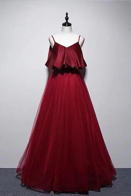 Spaghetti Strap Red Prom Dress Formal Dress Stylish Evening Dress Sa1579