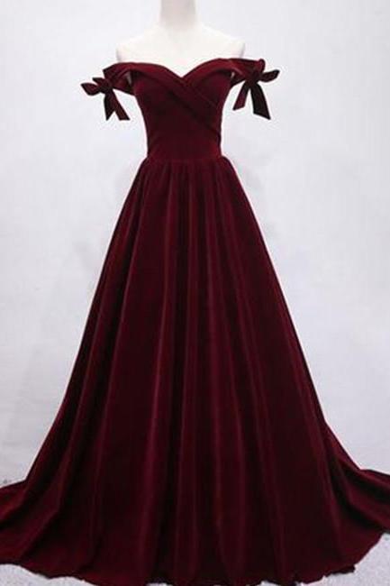 Off Shoulder Velvet Long Prom Dress Formal Dress, Evening Dress Sa1588
