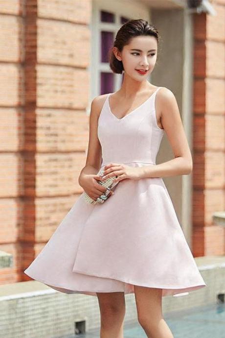 Pink V Neck Short Prom Dress Formal Dress Homecoming Dress Sa1611