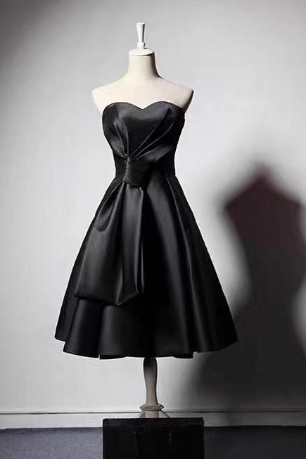 Satin Dress Little Black Dress Formal Party Dress Evening Dress Short,custom Made Sa1624