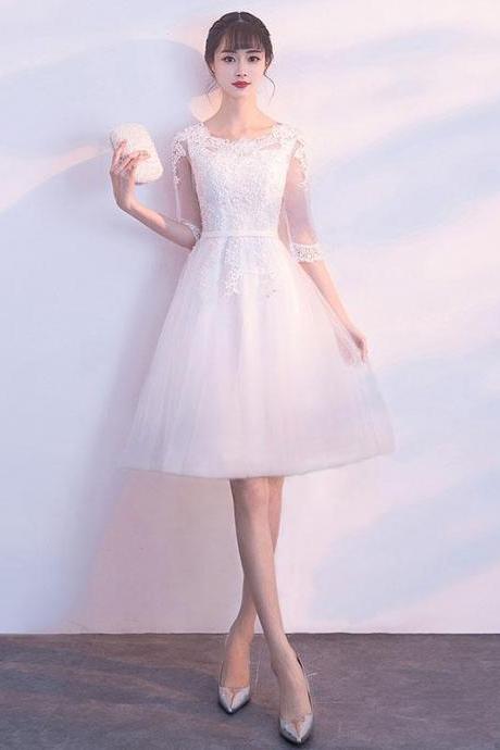 White Tulle Lace Short Prom Dress Formal Dress Homecoming Dress Sa1631