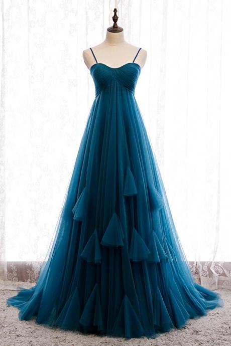 Blue Tulle Long Prom Gown Evening Dress Formal Dress Sa1658