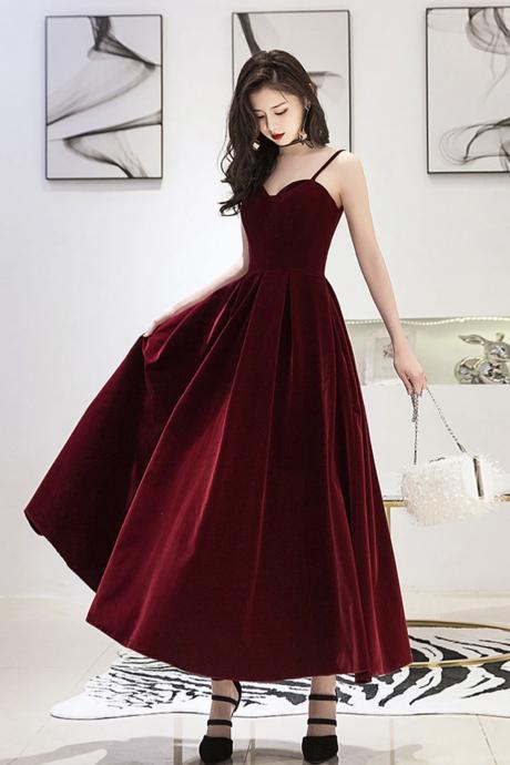 Velvet Short Prom Dress Formal Dress Burgundy Evening Dress Sa1683