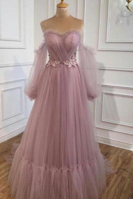 Elegant Tulle Prom Dresses Formal Dress Princess Style Puffy Sleeves Sa1701