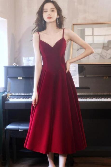 V-neckline Straps Bridesmaid Dresses,formal Dress Wine Red Short Party Dresses Sa1711