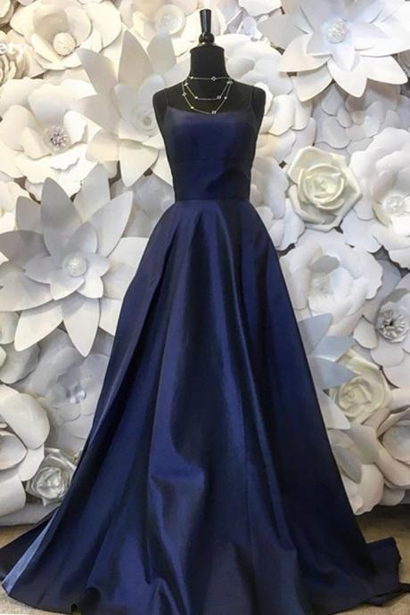 Satin A-line Prom Dresses Spaghetti Straps Formal Prom Gowns Women Party Dress Sa1738