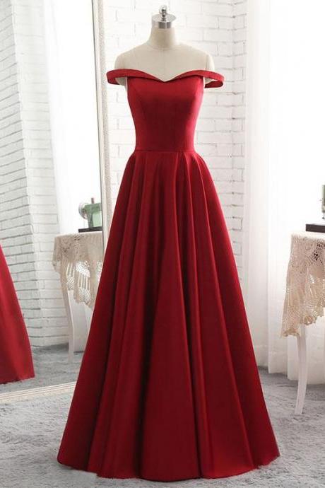 Red Satin A-line Formal Prom Dress Long Prom Dress Formal Dress Sa1744