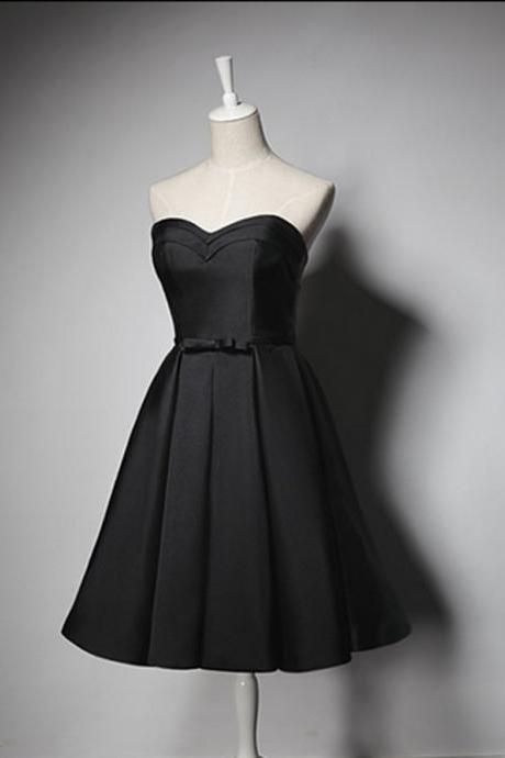 Black Satin Short Homecoming Dresses,formal Dress Sweetheart Junior Cocktail Dress Sa1766