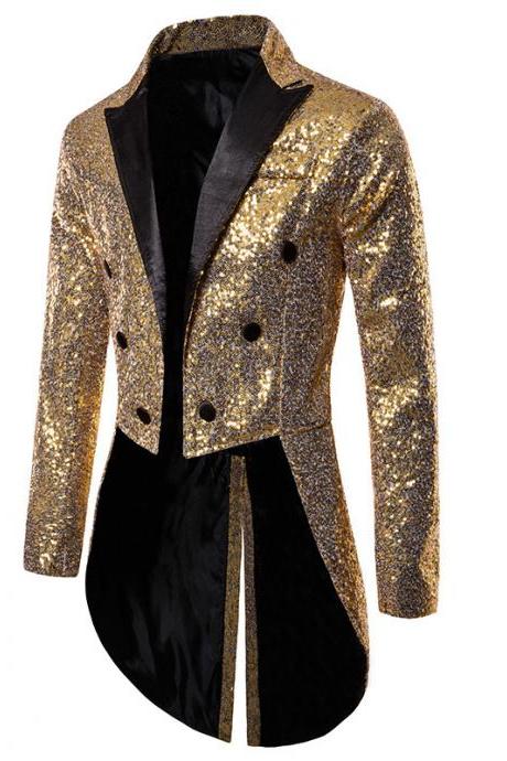 Men&amp;#039;s Fashion Sequin Dress Men&amp;#039;s Nightclub Suit Dinner Performance Wear Men&amp;#039;s Suit Jacket Ms16