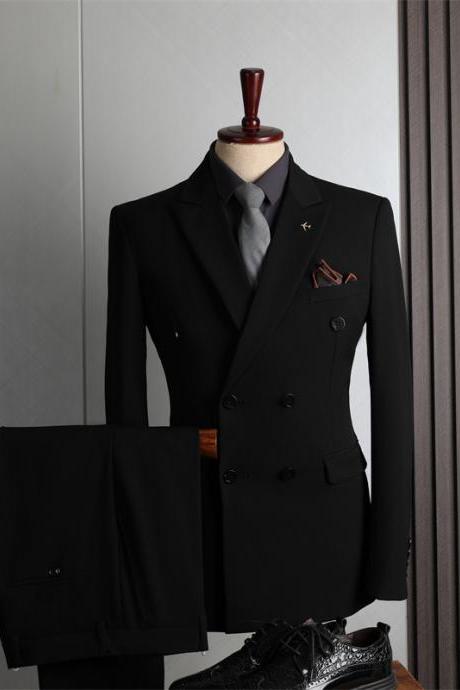 Suit Men's Autumn And Winter Groom Wedding Dress Slim Formal Men's Business Casual Temperament Large Size 2 Piece Suit