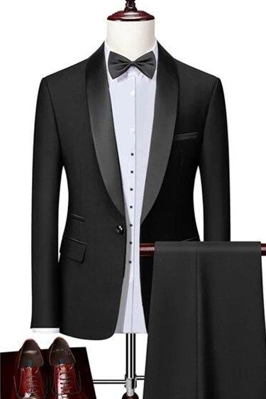 2 Pieces Set Formal Slim Fit Tuxedo Prom Suit / Male Groom Wedding Blazers High Quality Dress Jacket Coat Pants Ms30