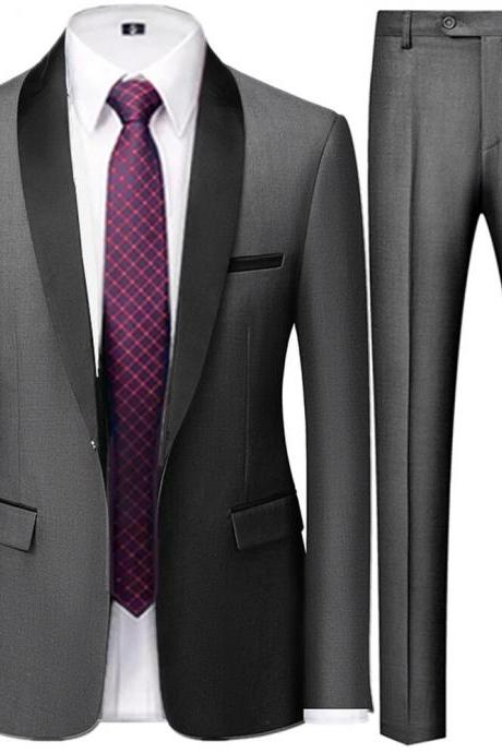 Men Suits Jacket Trousers Male Business Casual Wedding Blazers Coat Pants 2 Pieces Set Ms88