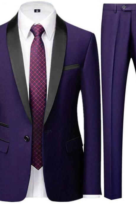 Men Suits Jacket Trousers Male Business Casual Wedding Blazers Coat Pants 2 Pieces Set Ms91