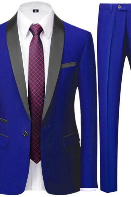 Men Suits Jacket Trousers Male Business Casual Wedding Blazers Coat Pants 2 Pieces Set Ms92