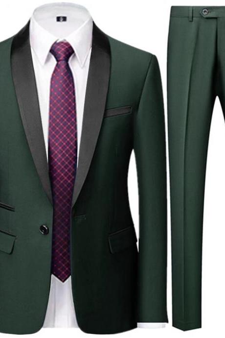 Men Suits Jacket Trousers Male Business Casual Wedding Blazers Coat Pants 2 Pieces Set Ms93