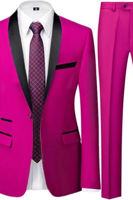 Men Suits Jacket Trousers Male Business Casual Wedding Blazers Coat Pants 2 Pieces Set Ms94
