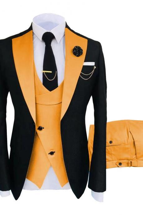 3 Pcs Set Blazers Jacket Vest Pants Men&amp;#039;s Casual Boutique Business Oblique Breasted Vest Suit Coat Trousers Ms116