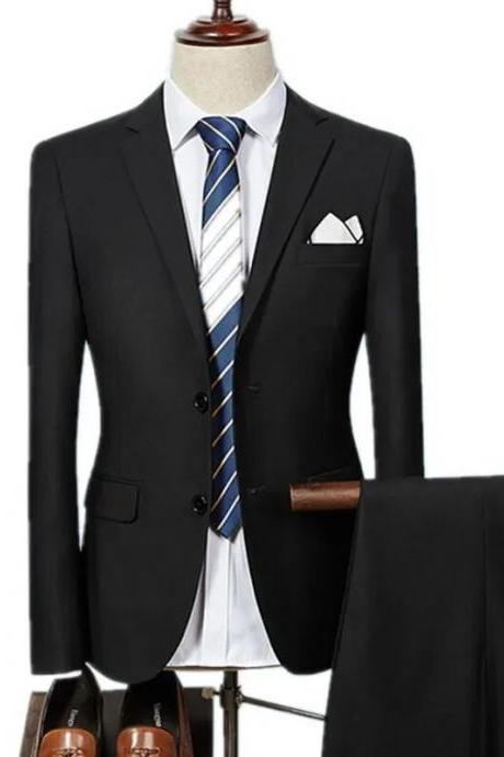 Single Breasted Slim Fit Suits Men&amp;#039;s Business Suits Dress Jacket Pant Set Ms144