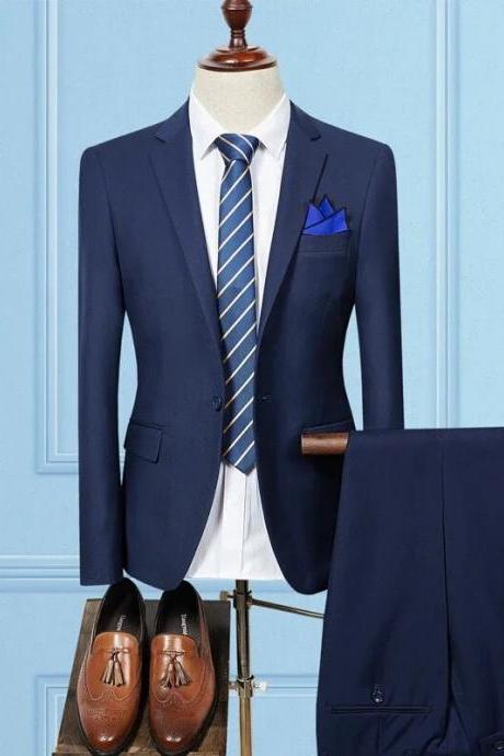 Single Breasted Slim Fit Suits Men's Business Suits Dress Jacket Pant Set Ms145