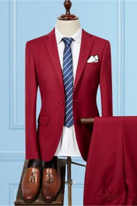 Single Breasted Slim Fit Suits Men's Business Suits Dress Jacket Pant Set Ms146