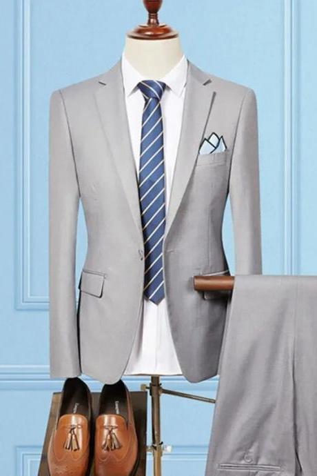 Single Breasted Slim Fit Suits Men&amp;#039;s Business Suits Dress Jacket Pant Set Ms147
