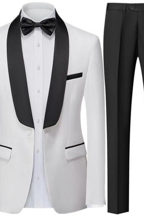 Men British Style Slim Suit 2 Piece Set Jacket Pants Male Business Gentleman High End Custom Dress Blazers Coat Ms166