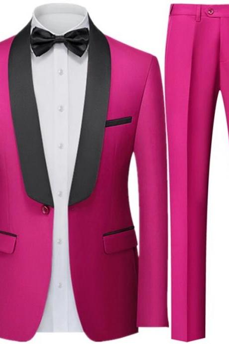 Men British Style Slim Suit 2 Piece Set Jacket Pants Male Business Gentleman High End Custom Dress Blazers Coat Ms167