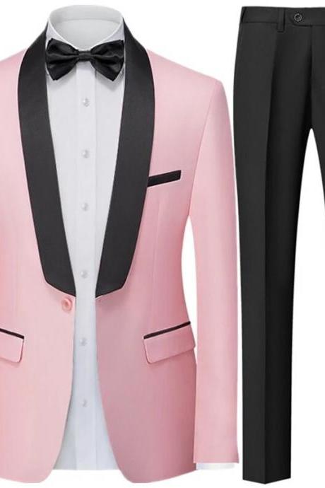 Men British Style Slim Suit 2 Piece Set Jacket Pants Male Business Gentleman High End Custom Dress Blazers Coat Ms168