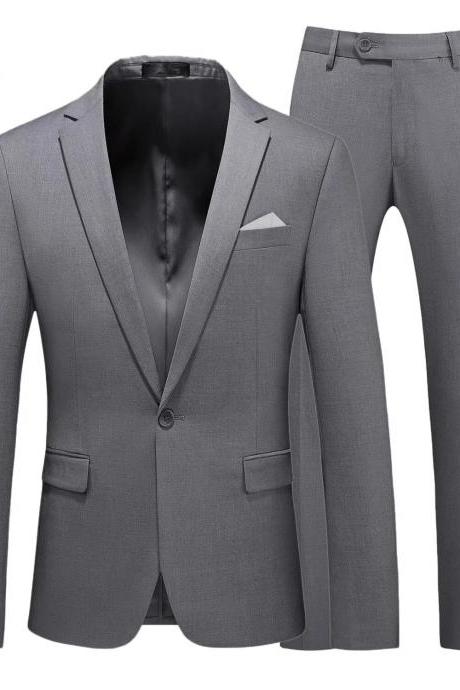 Men&amp;#039;s Business High Quality Gentleman Black 2 Piece Suit Set Blazers Coat Jacket Pants Classic Trousers Ms217