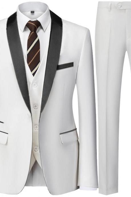 Men&amp;#039;s British Style Slim Suit 3 Piece Set Jacket Vest Pants Male Business Gentleman High End Custom Dress Blazers Coat Ms229