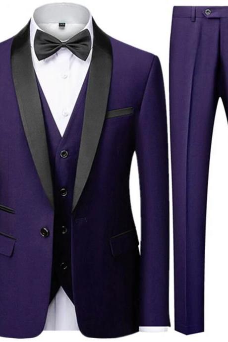 Men&amp;#039;s British Style Slim Suit 3 Piece Set Jacket Vest Pants Male Business Gentleman High End Custom Dress Blazers Coat Ms233