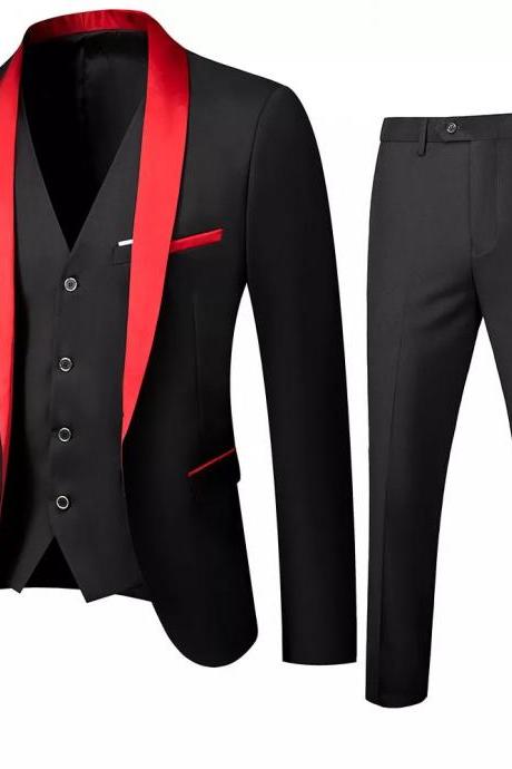 Men&amp;#039;s British Style Slim Suit 3 Piece Set Jacket Vest Pants Male Business Gentleman High End Custom Dress Blazers Coat Ms237