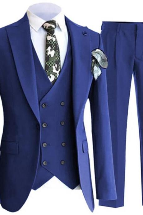 Blazer Pants Vest Men Suits Wedding Dress Floral 3 Piece Set Male Luxury Sloid Color Blazers Jacket Coat Trousers Waistcoat Ms240
