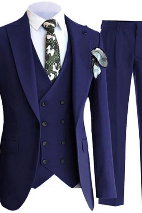 Blazer Pants Vest Men Suits Wedding Dress Floral 3 Piece Set Male Luxury Sloid Color Blazers Jacket Coat Trousers Waistcoat Ms242