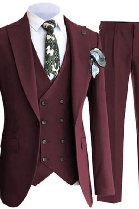 Blazer Pants Vest Men Suits Wedding Dress Floral 3 Piece Set Male Luxury Sloid Color Blazers Jacket Coat Trousers Waistcoat Ms241