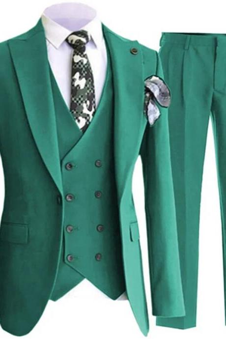 Blazer Pants Vest Men Suits Wedding Dress Floral 3 Piece Set Male Luxury Sloid Color Blazers Jacket Coat Trousers Waistcoat Ms243