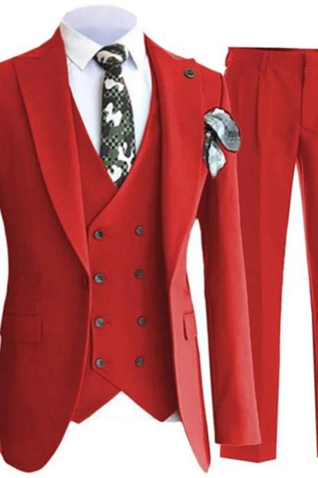 Blazer Pants Vest Men Suits Wedding Dress Floral 3 Piece Set Male Luxury Sloid Color Blazers Jacket Coat Trousers Waistcoat Ms244