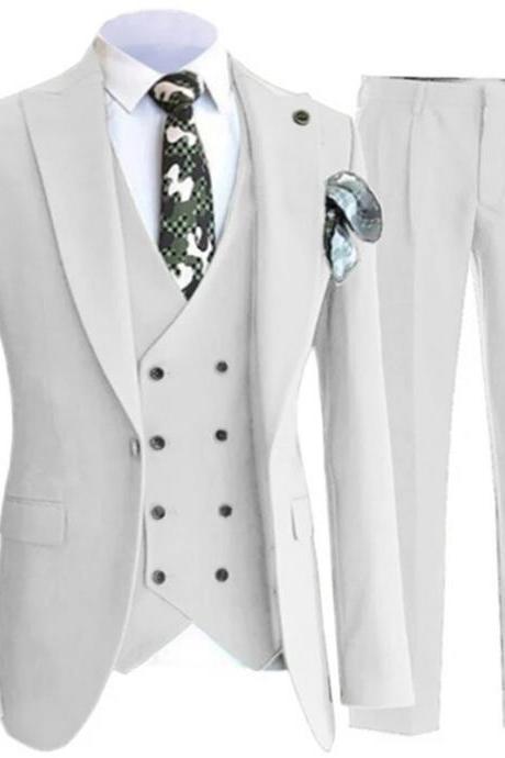 Blazer Pants Vest Men Suits Wedding Dress Floral 3 Piece Set Male Luxury Sloid Color Blazers Jacket Coat Trousers Waistcoat Ms245