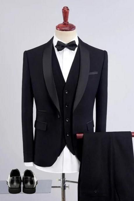 Men High End Business Slim Thick Color 3 Piece Suit Set Coat Vest Pants Wedding Banquet Gentleman Blazers Jacket Coat Ms249
