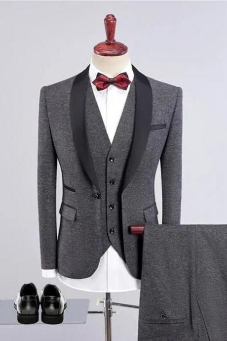 Men High End Business Slim Thick Color 3 Piece Suit Set Coat Vest Pants Wedding Banquet Gentleman Blazers Jacket Coat Ms250