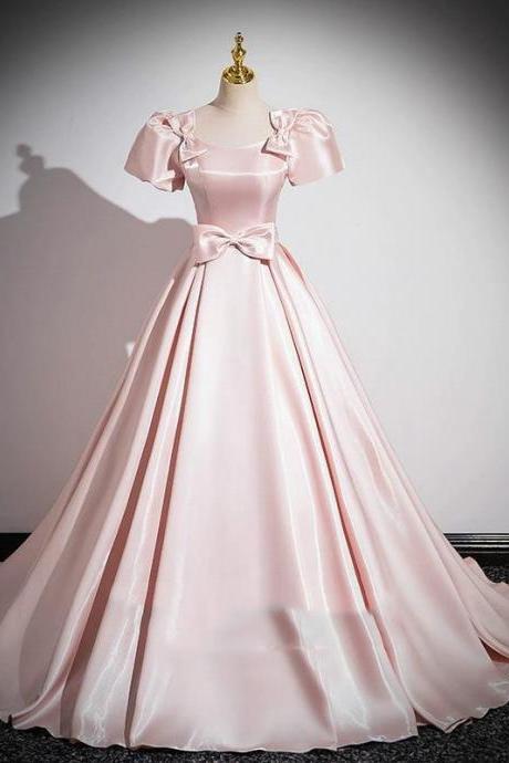 Pink Short Sleeve Women Full Length Prom Dress Evening Dress Formal Occasion Dres Sa1779