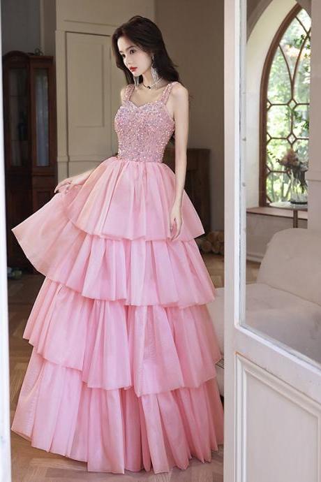 Pink Prom Dress Full Length Evening Dress Formal Dress Sa1780
